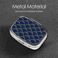 Scatola portapillole quadrata in metallo blu e oro con due scomparti per medicinali medicinali e medicinali, organizer per tasca o portafoglio organizer da viaggio