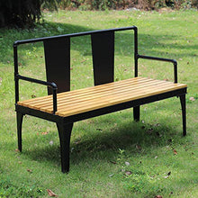 Panca da giardino in legno, panca da cortile in legno massello con struttura in metallo in stile industriale, posti a sedere per esterni anticorrosione resistenti alle intemperie, 120 cm