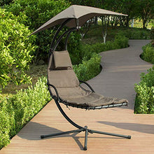 SoBuy Dondolo da Giardino e casa Lettino Prendisole in Metallo con Tettuccio a Foglia e Cuscino Incluso Max Portata 150 kg (OGS39-BR)