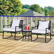 Outsunny Set 2 Sedie a Dondolo da Giardino con Tavolino con Cuscini Esterno Rattan Marrone