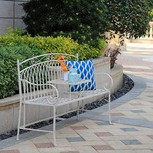Panchina da Giardino Parco Panche per Tempo Libero All'aperto, Panca da Giardino in Ghisa con Tavolino Centrale, Resistente Agli Agenti Atmosferici e Panchina Metallo Retrò Prova Ruggine - 2 Posti