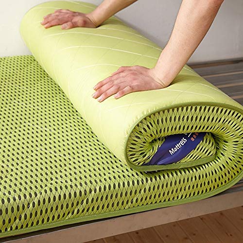 Sleeping Tatami - Materassino traspirante Futon spesso giapponese addensare tenere al caldo Tatami pieghevole per studenti, dormitorio, verde, completo