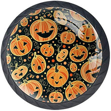 Zucca di Halloween Orange Face Black Pomelli per Porta Set di 4 Pomelli per Mobili Manopole per Cassetti Cucina Armadio Vetro