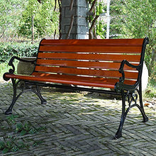 Panchina Giardino Terrazza Panche per Tempo Libero All'aperto, Panca da Esterno Resistente Aintemperie con Struttura Ghisa e Legno Massello Anticorrosivo, Panchine Decorative retrò per Portici Prati