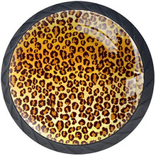 Modello leopardo luminoso giallo arancione Pomelli per Porta Set di 4 Pomelli per Mobili Manopole per Cassetti Cucina Armadio Vetro
