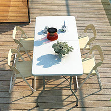 soges Tavolo da Giardino,Tavolo Pieghevole da Giardino,Scrivania Bianca,Portatile da Tavolo,Pieghevole,Con maniglia,Facile da Trasportare,Adatto per Picnic,Barbecue,Campeggio