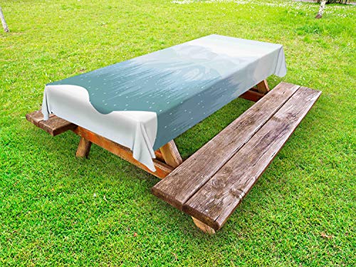 ABAKUHAUS Cielo Blu Tovaglia da Esterno, Monti Inverno Fiocco di Neve, Tovaglia da Picnic Lavabile Decorativa, 145 cm x 265 cm, Cadet Blu Baby Blue