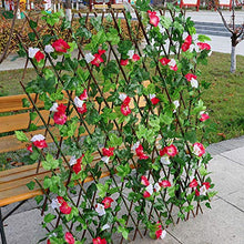 Recinzione da giardino, recinzione a traliccio retrattile espandibile, siepe in legno con foglie di fiori artificiali, decorazione da giardino, traliccio per la privacy, cortile, casa, balcone, verde