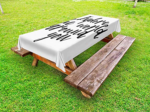 ABAKUHAUS Detto Tovaglia da Esterno, Idee Viaggio Motto Art, Tovaglia da Picnic Lavabile Decorativa, 145 cm x 265 cm, Grigio Antracite