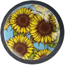 Girasoli gialli dipinti a mano Pomelli per Porta Set di 4 Pomelli per Mobili Manopole per Cassetti Cucina Armadio Vetro