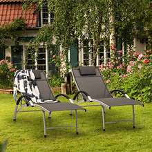 blumfeldt Sun Valley - Lettino Prendisole, con Cuscino, Pieghevole, Struttura in Alluminio, Schienale Regolabile in 4 Direzioni, Materiale: 70% PVC, 30% Poliestere Comfort Mesh, Grigio