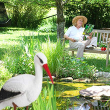 Relaxdays Figura da Giardino a Forma di Cicogna, Decorativa, Allontana gli Aironi, HxLxP: 80 x 22 x 64 cm, Bianco/Rosso