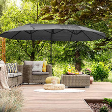 Outsunny Ombrellone Doppio in Acciaio e Poliestere Anti-UV Impermeabile con Manovella, Colore: Grigio, 270 x 440 x 250cm