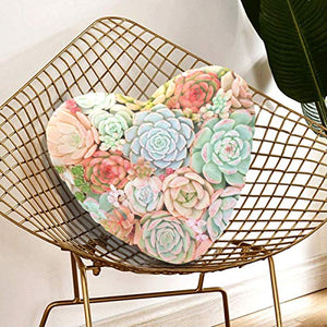 Cuscini per Esterni Piante grasse Decorative Pianta Naturale Foglia Piantare Succulente Cuscini Decorativi per Bambini 13,78 x 13,78 Pollici Cuscino a Forma di Cuore Regalo per Amici/Bambini/raga