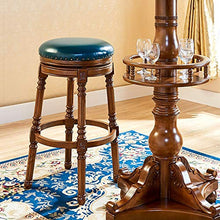 Yhjkvl Sgabelli da Bar Sedia Cucina Inizio Rotondo in Legno Sgabello Girevole con Gambe in Legno in Pelle Marrone e la Finitura di Legno 3 Colori Sedia da Bar (Color : Blue, Size : 65cm)