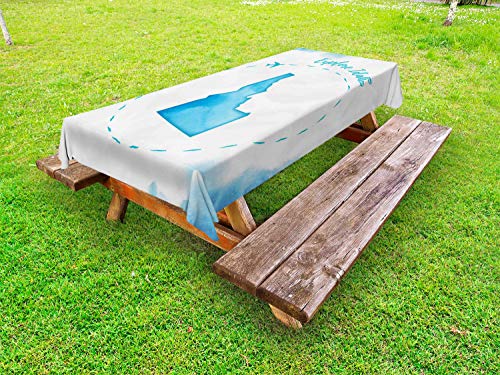 ABAKUHAUS Idaho Tovaglia da Esterno, Esplora Tagliare Stato Mappa, Tovaglia da Picnic Lavabile Decorativa, 145 cm x 265 cm, Cielo Azzurro di Cocco