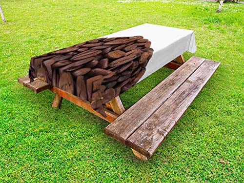 ABAKUHAUS caffè Tovaglia da Esterno, Piramide di aromatici Seeds, Tovaglia da Picnic Lavabile Decorativa, 145 cm x 265 cm, Carbonella Grey Umber