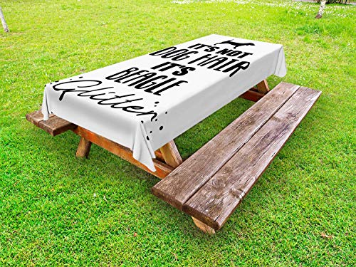ABAKUHAUS Beagle Tovaglia da Esterno, Cane Amore Inspirational Motto, Tovaglia da Picnic Lavabile Decorativa, 145 cm x 265 cm, Charcoal Grey Bianco