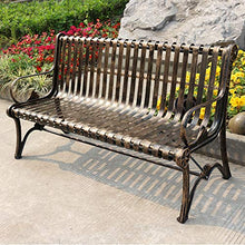 Panca da giardino con terrazza Mobili da giardino sedia veranda, Con schienale e braccioli Panchina in alluminio pressofuso, Resto posti a sedere per 2-3 persone, La capacità carico 1100 libbre