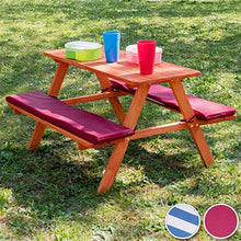 TecTake 800807 Set Tavolo e Panche Bambini in Legno, Arredamento da Campeggio Picnic, Morbidi Cuscini, Giardino Terrazza Esterni - Disponibile in Diversi Colori (Rosso)