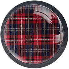 Fantasia scozzese scozzese rosso blu scuro Pomelli per Porta Set di 4 Pomelli per Mobili Manopole per Cassetti Cucina Armadio Vetro