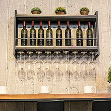 RUXMY Armadietto del Vino Organizzare la Cucina Portabottiglie in Metallo a Parete Portabottiglie in Legno retrò Portabottiglie in Vetro per Vino Mensole a Muro, 10 portabottiglie per Vino 18 Bicc