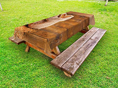 ABAKUHAUS Mostarda Tovaglia da Esterno, Semi a Little Sack Foto, Tovaglia da Picnic Lavabile Decorativa, 145 cm x 305 cm, Cannella Albicocca