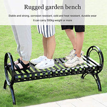Panca da giardino per il tempo libero all'aperto, Panchina da parco a 2-3 posti con bracciolo circolare, Banchi decorativi per portico con struttura in acciaio robusto , seduta in metallo nero