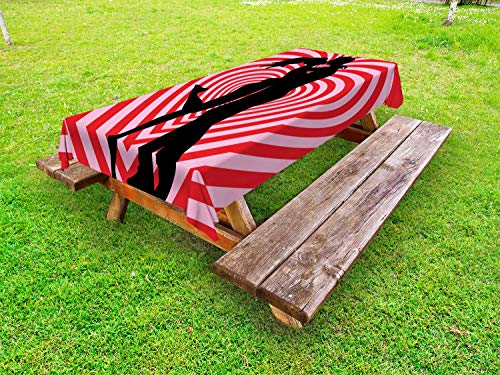ABAKUHAUS Baciare Tovaglia da Esterno, Coppia su Whirlpool Cuore, Tovaglia da Picnic Lavabile Decorativa, 145 cm x 210 cm, Dark Pink Baby Pink