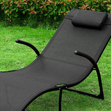 SoBuy Sdraio da Giardino Lettini Pieghevoli Poggiatesta Rimovibile 173 * 54 * 69CM Nero capacità di Supporto: 150 kg OGS45-SCH