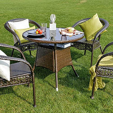 Set di Mobili da Giardino per Esterni, 5 Pezzi Sedia da Giardino in Rattan Set Componibile in Vimini Set di Conversazioni da Prato Il Tavolo Perforato può Essere Dotato di Ombrellone