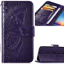Saceebe Compatibile con Xiaomi play Custodia pelle Cover a libro Portafoglio Flip Case [Custodia in pelle goffrata con fiori e farfalle con cordino] anteriore e posteriore Bumper Case,viola scuro