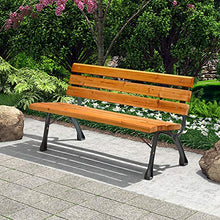 Panchina In Legno Massello Con Schienale, Struttura In Metallo Panchina Anticorrosione Per Parco Balcone, Retro Panca Da Giardino Cortile Per Il Tempo Libero, Facile Da Montare Sedia Parco