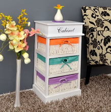 ts-ideen - Cassettiera comò con 3 cesti dalla fodera colorata, colore: Bianco, Arancio, Verde, Lilla