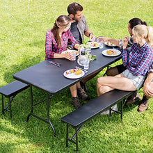 TecTake Tavolo e panche da Campeggio Pieghevole Giardino Picnic Barbecue - Disponibile in Diversi Colori - (Nero | No. 402209)