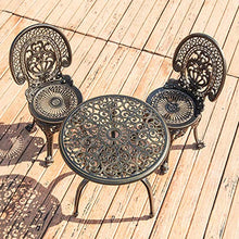 CGBF-Set da Balcone 3 Pezzi,Set da Bistrot in Fusione di Alluminio,Patio Esterno da Giardino con 2 Sedie E Tavolino Rotondo da 60 cm