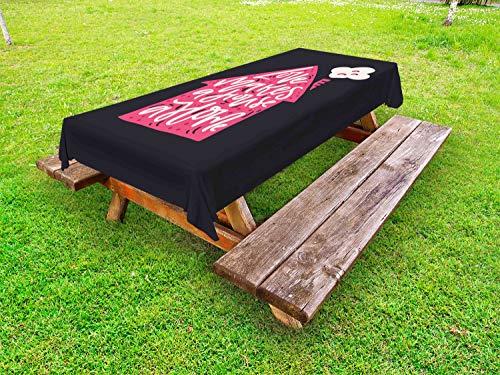 ABAKUHAUS Detto Tovaglia da Esterno, L'Amore Fa Una casa Una casa, Tovaglia da Picnic Lavabile Decorativa, 145 cm x 210 cm, Charcoal Grey Dark Pink