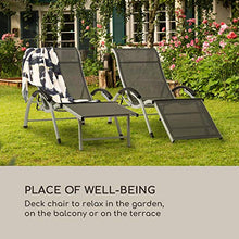 blumfeldt Sunnyvale - Sedia a Sdraio da Giardino, Lounger, Schienale con 4 Regolazioni, Poggiapiedi Pieghevole, Superficie: 174 x 51 cm, Materiale Idrorepellente, PVC/Poliestere, Grigio