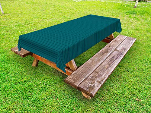 ABAKUHAUS Teal Stripe Tovaglia da Esterno, Linee Orizzontali Scure, Tovaglia da Picnic Lavabile Decorativa, 145 cm x 265 cm, Scuro Teal