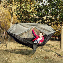 SONGMICS Amaca Ultraleggera con Zanzariera, Portatile, Doppia, Nylon Ripstop, Asciugatura Rapida, Cinghie Multi-Anello, Max Portata 300 kg, 275 x 140 cm, per Campeggio Giardino, Nero e Grigio GDC16BG