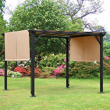 Outsunny Pergola Gazebo da Giardino in Acciaio con Tende Regolabili 305x305x220cm, Marrone Chiaro