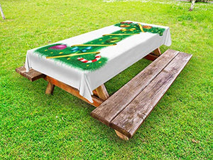 ABAKUHAUS Christmas Alphabet Tovaglia da Esterno, Vacanze Lettera H, Tovaglia da Picnic Lavabile Decorativa, 145 cm x 210 cm, Bianco e Verde