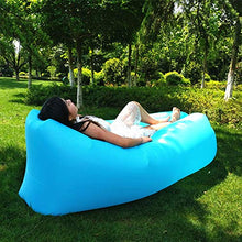 HongTeng Divani Sacco a Pelo Gonfiabile Blu Portatile Divano Letto Pigro Letto Aria Beach Park Travel Singola Pausa Pranzo Sedia 76 × 193 × 50 cm