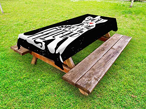 ABAKUHAUS Migliore Amico Tovaglia da Esterno, Puppy Lover Amici, Tovaglia da Picnic Lavabile Decorativa, 145 cm x 305 cm, Vermiglio Antracite