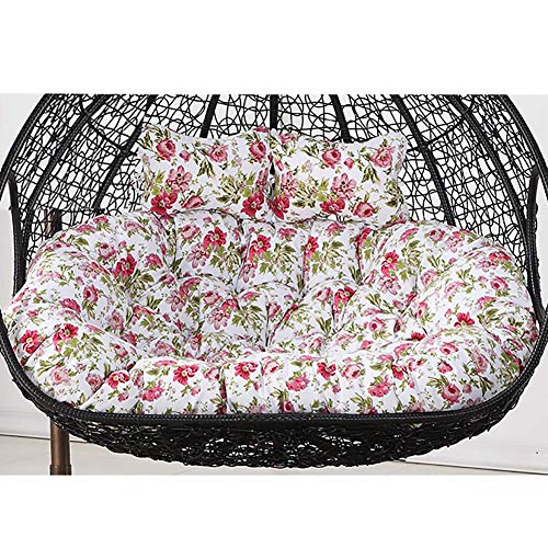 Yxxc Cuscino per Sedia Doppio papasan con Lacci, Doppio Cuscino per Esterni Waterpoof Doppio Appeso all'uovo, Cuscini per sedie Amaca, Imbottitura Rimovibile, Piccoli Fiori Rossi. 150x110 cm