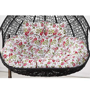 Yxxc Cuscino per Sedia Doppio papasan con Lacci, Doppio Cuscino per Esterni Waterpoof Doppio Appeso all'uovo, Cuscini per sedie Amaca, Imbottitura Rimovibile, Piccoli Fiori Rossi. 150x110 cm