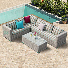 Set di Mobili da Giardino per Esterni, Set di 4 Pezzi da Giardino con Divano in Rattan Tavolino da caffè Balcone Cortile Divano Ad Angolo per Il Tempo Libero Set di Conversazione