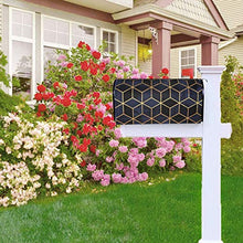 Elisabeth Fredriksson - Cover magnetica per cassetta postale, design unico, motivo cubi bianchi e navy, per decorazione giardino, dimensioni standard, 53 x 45 cm