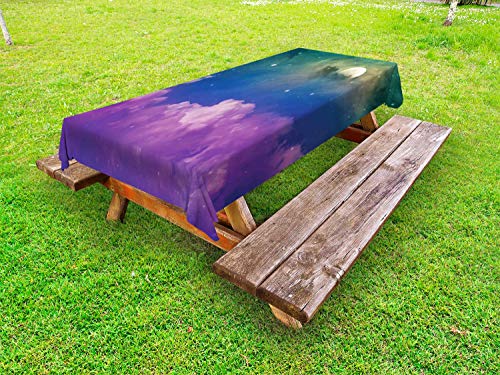 ABAKUHAUS Celeste Tovaglia da Esterno, Cosmos Atmosfera Nuvole, Tovaglia da Picnic Lavabile Decorativa, 145 cm x 265 cm, Multicolore