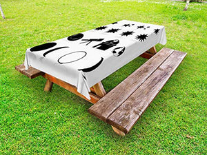 ABAKUHAUS Sole e Luna Tovaglia da Esterno, Articoli Monotono Cosmic, Tovaglia da Picnic Lavabile Decorativa, 145 cm x 305 cm, Charcoal Grey And White